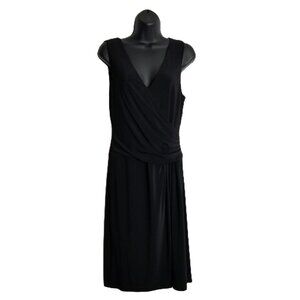 Lauren Ralph Lauren Faux Wrap Dress Size 6 Black Cocktail Classic LBD